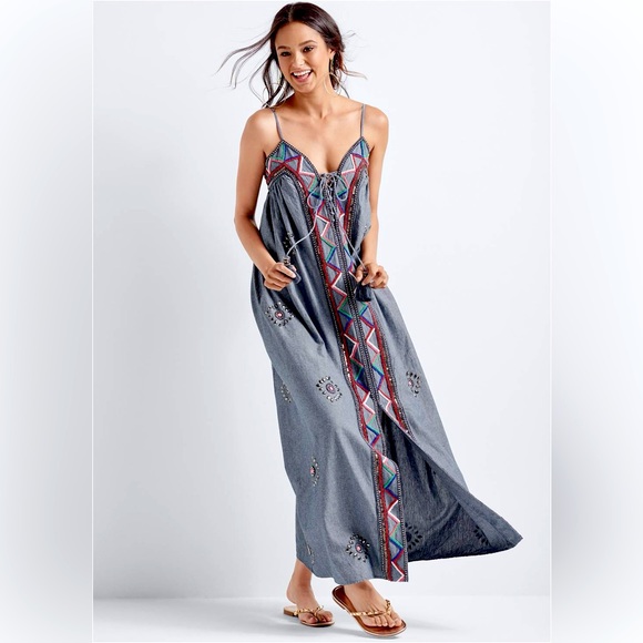 NWT Venus Embroidered and Beaded Maxi Dress - Picture 3 of 13